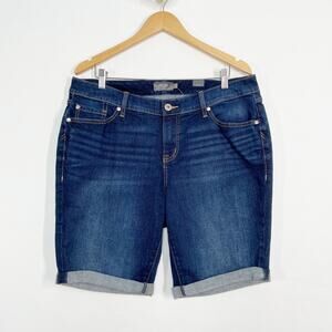 NWT Torrid Skinny Bermuda Shorts Blue Denim High Waist Long Summer Beach Size 16